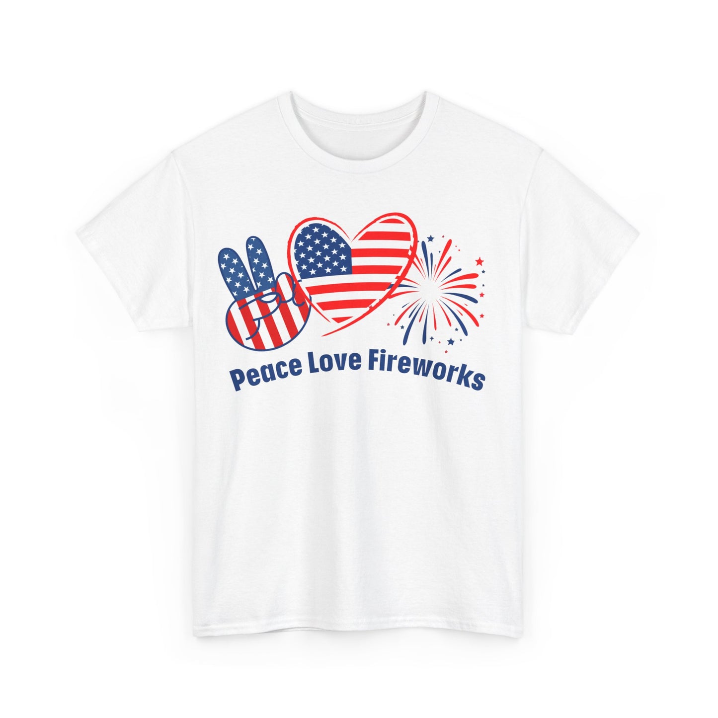 Peace-Love-Fireworks: Unisex Heavy Cotton Tee