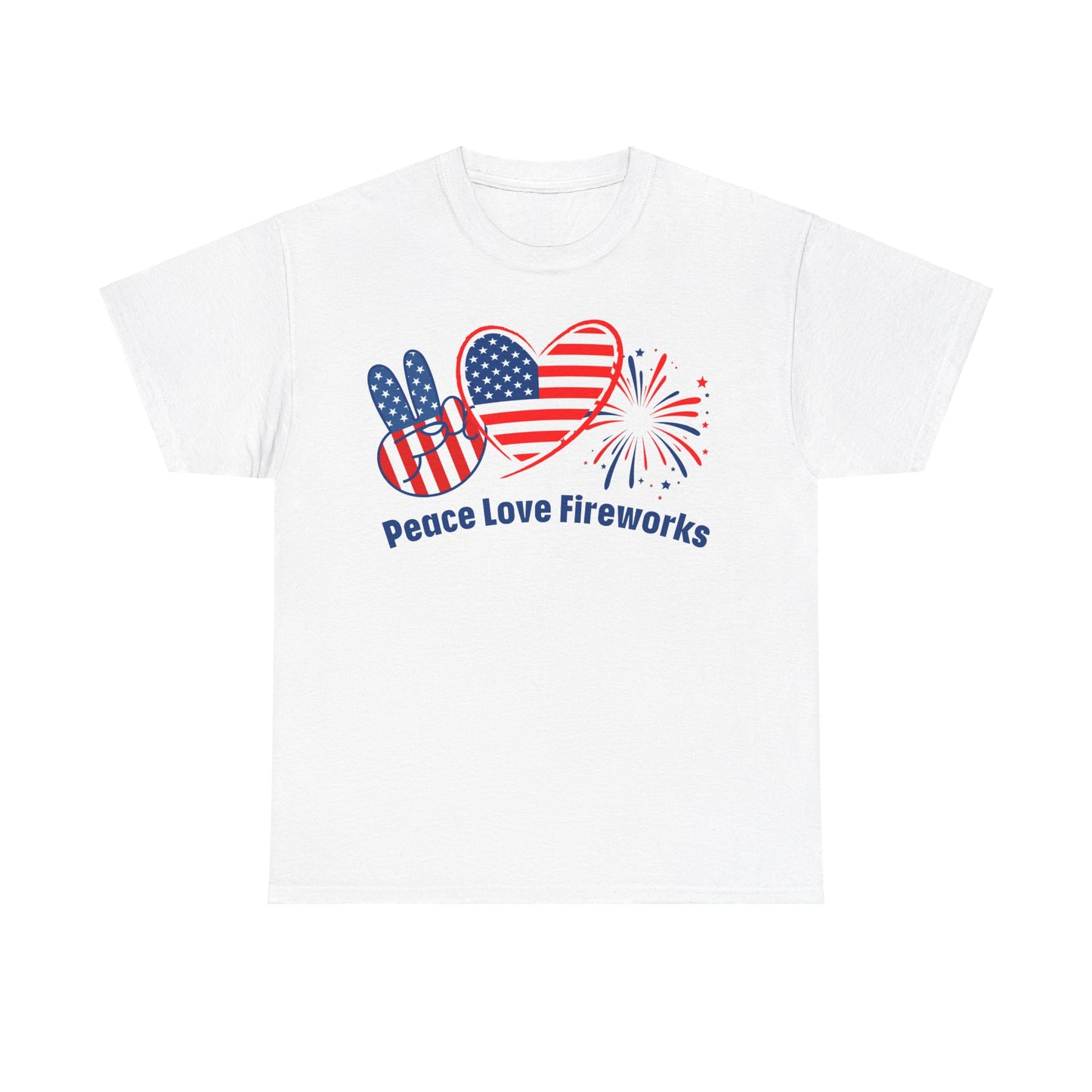 Peace-Love-Fireworks: Unisex Heavy Cotton Tee