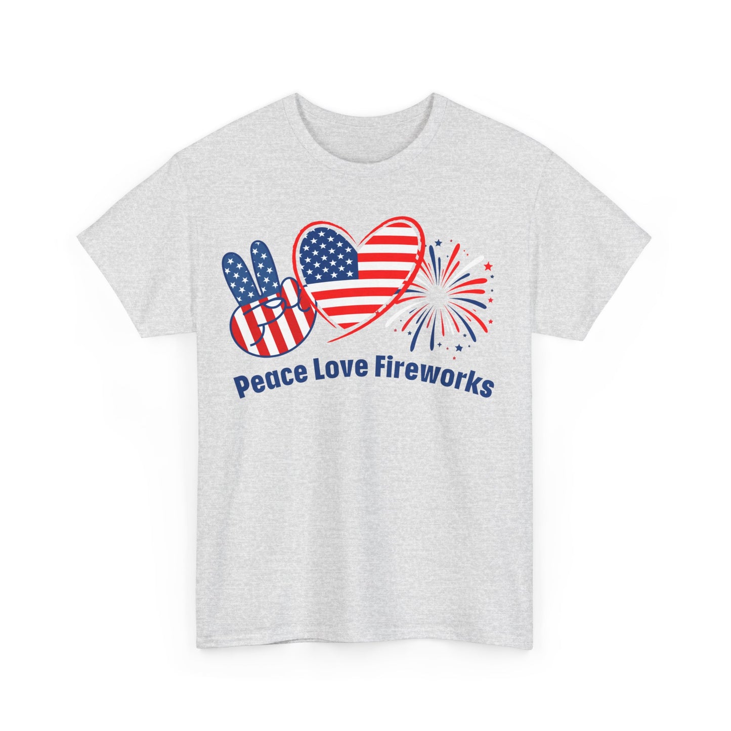 Peace-Love-Fireworks: Unisex Heavy Cotton Tee