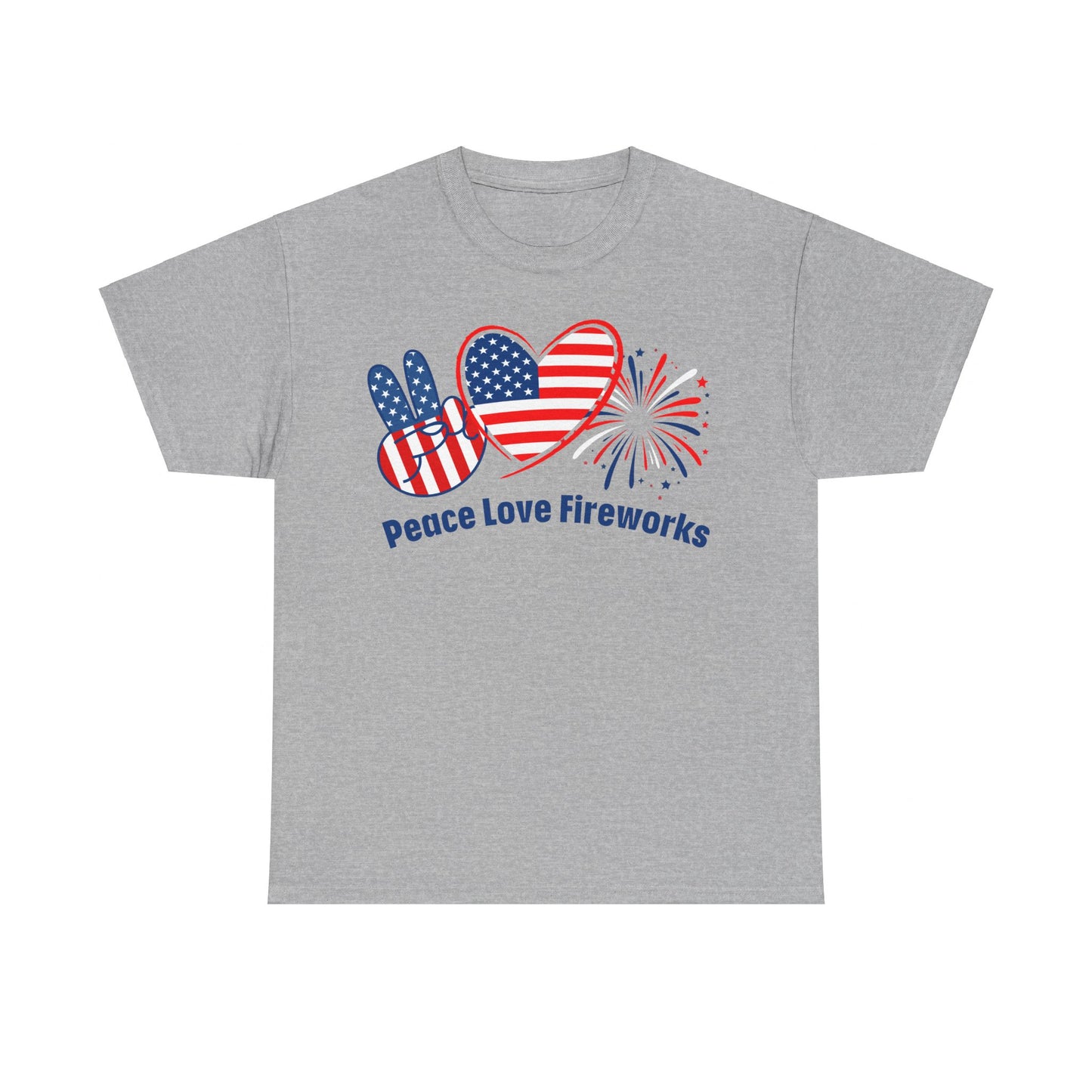 Peace-Love-Fireworks: Unisex Heavy Cotton Tee