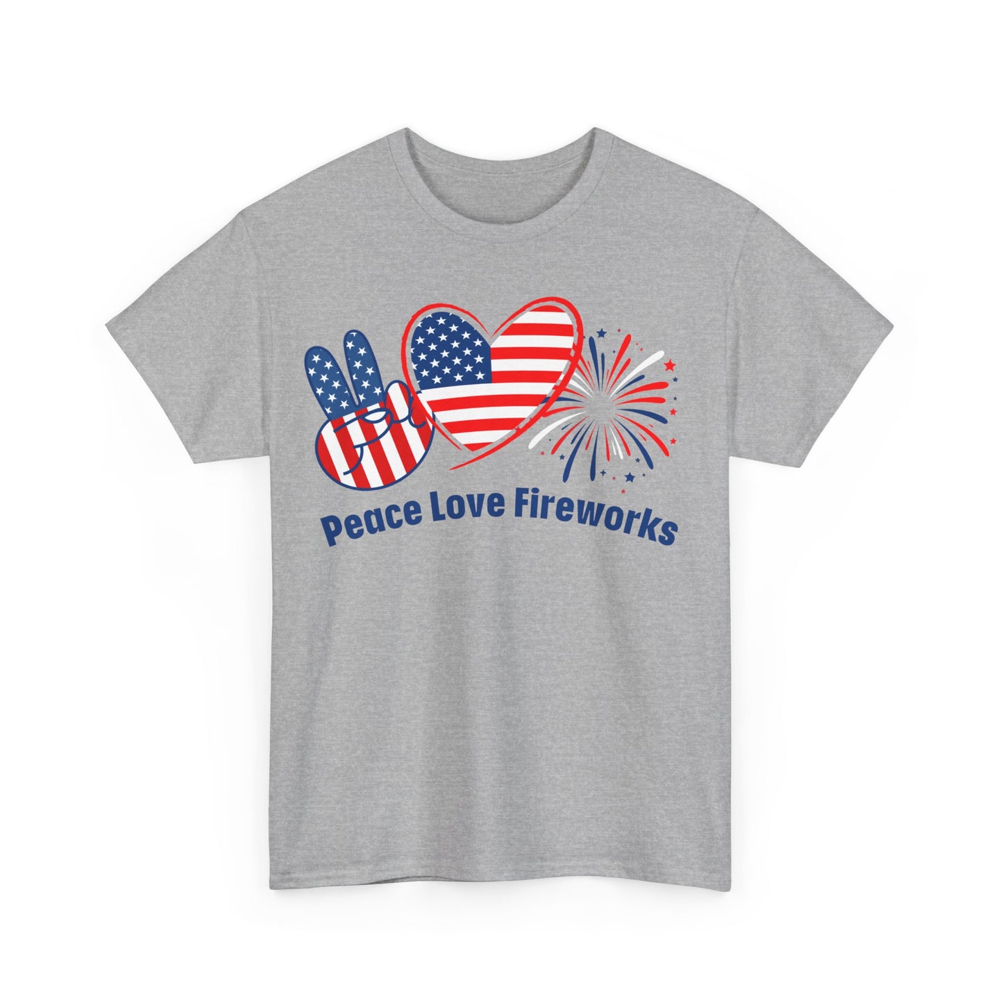 Peace-Love-Fireworks: Unisex Heavy Cotton Tee