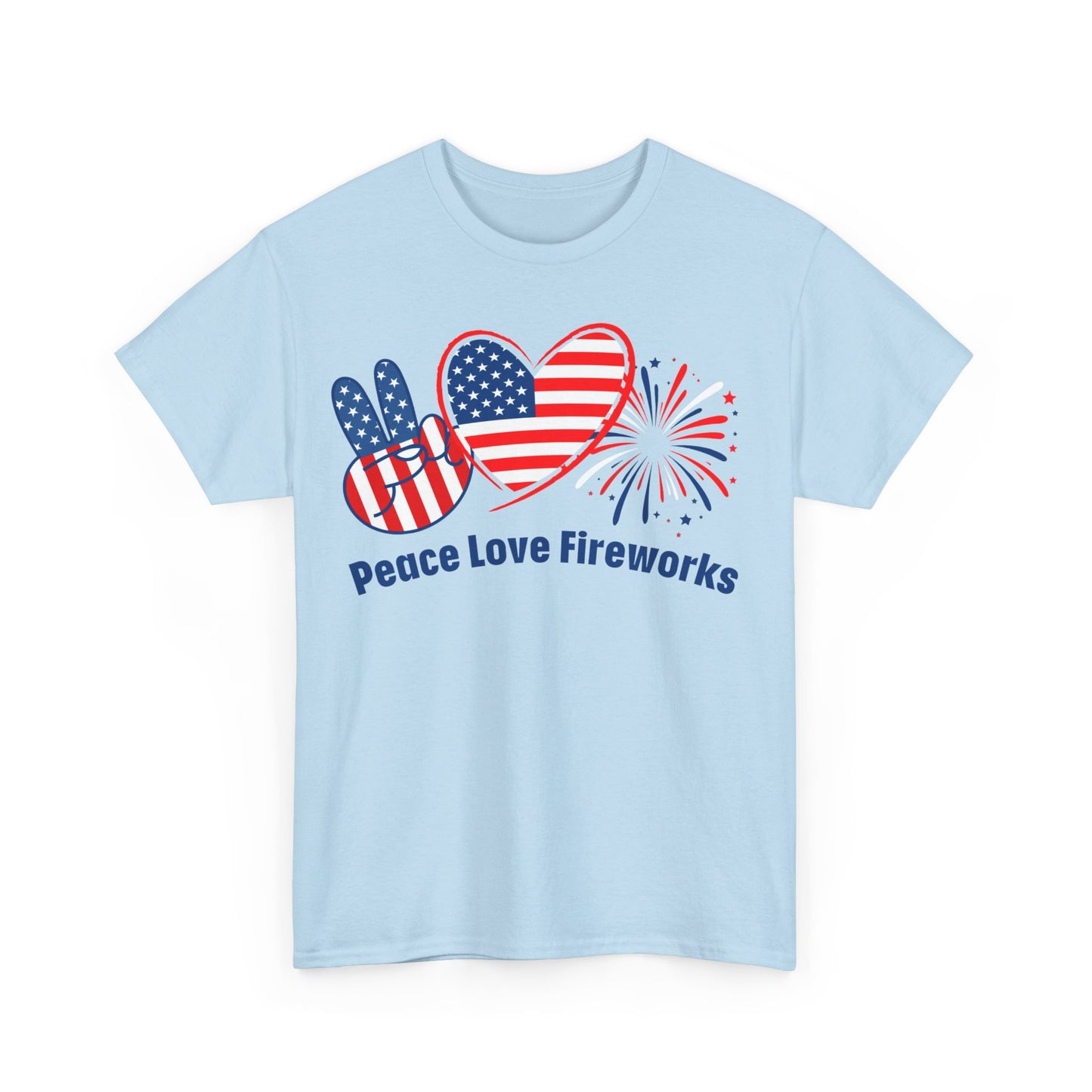 Peace-Love-Fireworks: Unisex Heavy Cotton Tee